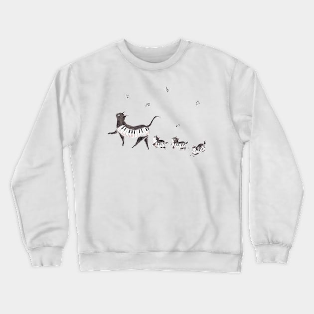 Walking piano cats Crewneck Sweatshirt by TOCOROCOMUGI